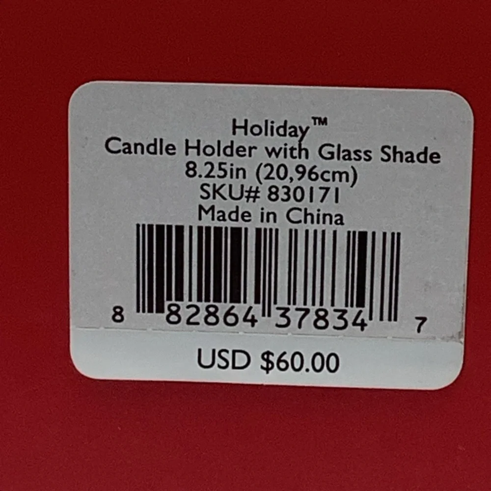 Lenox Holiday Pillar Candle Holder with Glass Shade